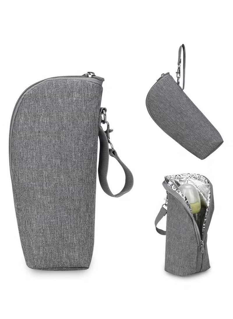 Baby Bottle Cooler Bag, Insulated Breastmilk Cooler Tote Bag, Carrying Portable Nursing Bottle Cooler Warmer Bag for Nursing Mom Daycare Travel, Grey.