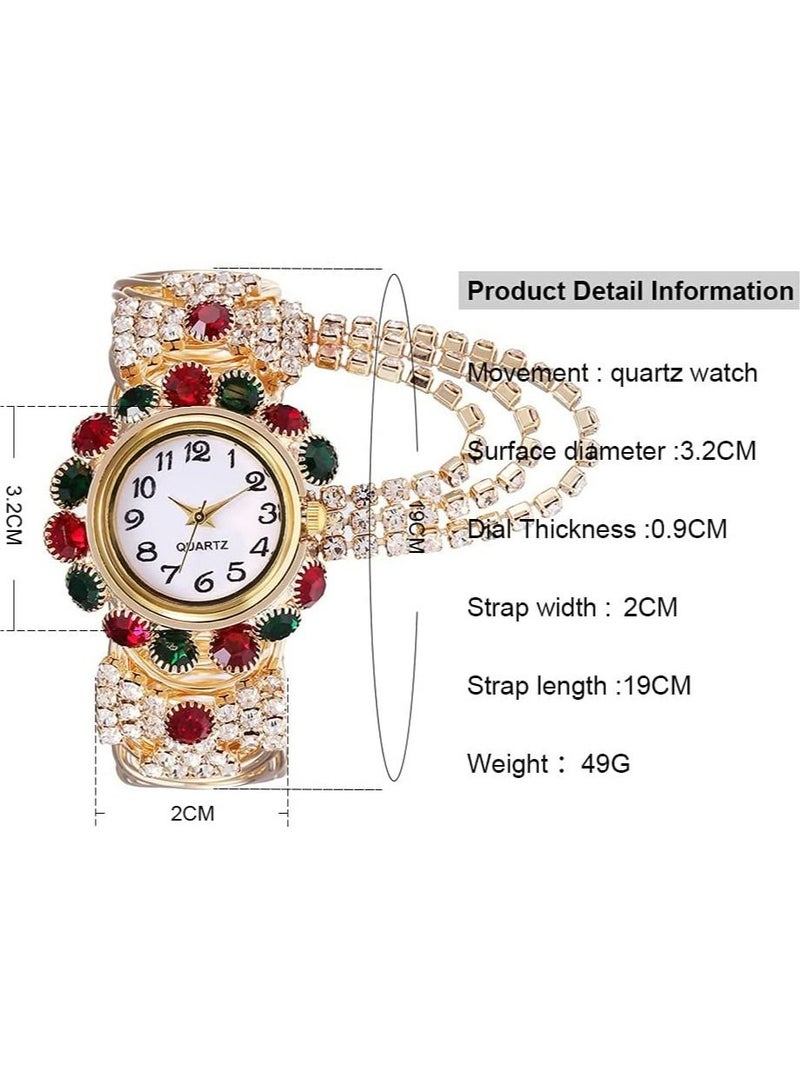 SYOSI ساعة نسائية بسوار من الكوارتز باللون الذهبي اللامع مع أحجار الراين الكريستالية والألماس لمجوهرات المعصم النسائية ساعة سوار أنيقة للنساء - Image 5