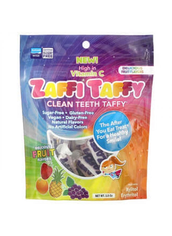 ZOLLIPOPS Zollipops, Zaffi Taffy, Clean Teeth Taffy, Delicious Fruit Flavors, 3 oz 