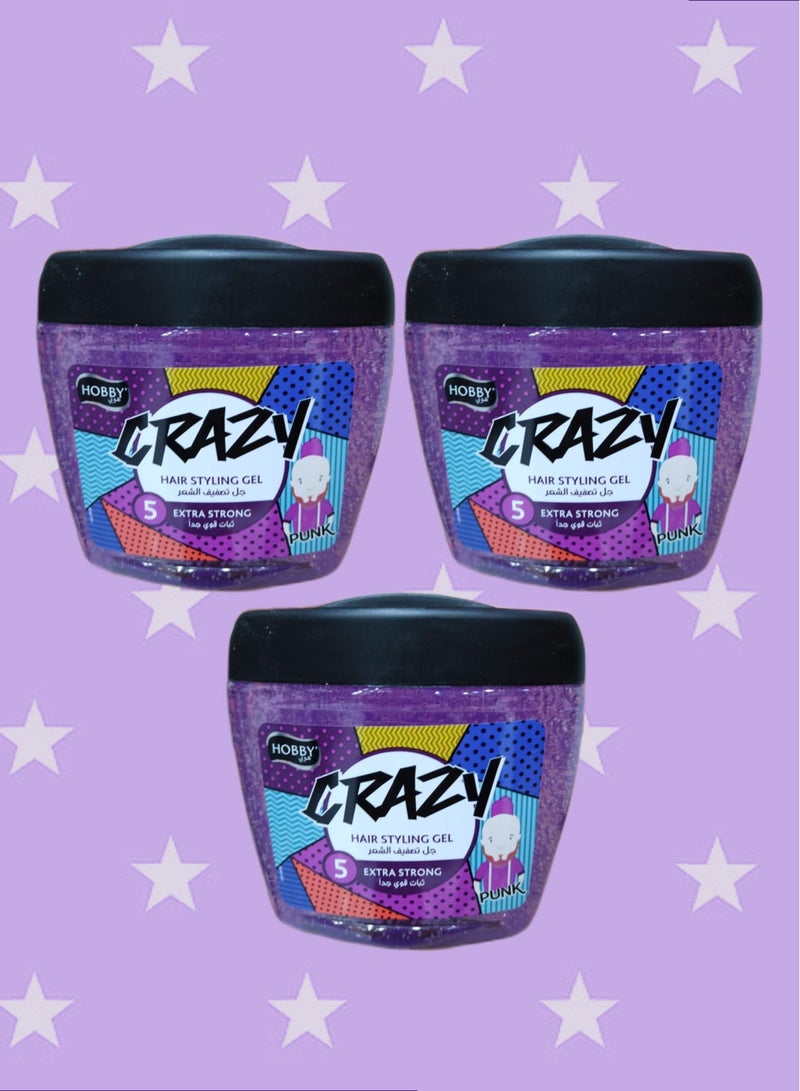 هوبي 3 قطع جل تصفيف الشعر كريزي ترطيب فوري ارجواني عبوة اقتصادية صناعة تركية 700 مل
