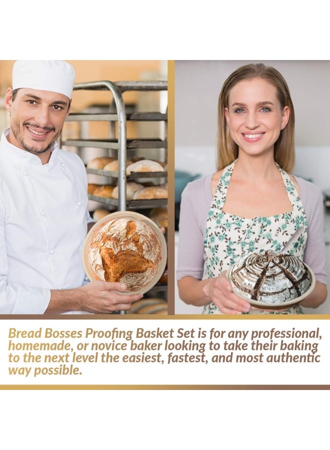 Bread Bosses 9 Inch Bread Banneton Proofing Basket  Baking Bowl Dough Gifts for Bakers Proving Baskets for Sourdough Bread Scraper Tool Starter Proofing  - Image 3