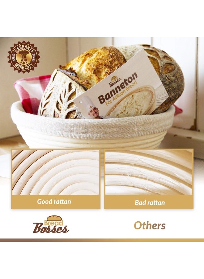 Bread Bosses 9 Inch Bread Banneton Proofing Basket  Baking Bowl Dough Gifts for Bakers Proving Baskets for Sourdough Bread Scraper Tool Starter Proofing  - Image 5