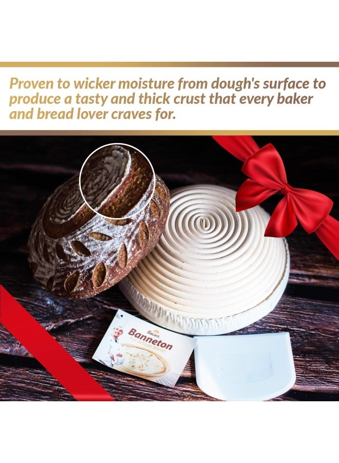 Bread Bosses 9 Inch Bread Banneton Proofing Basket  Baking Bowl Dough Gifts for Bakers Proving Baskets for Sourdough Bread Scraper Tool Starter Proofing  - Image 4