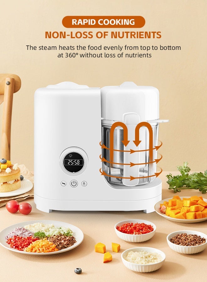 سوفت تاتش صانع طعام الأطفال، معالج طعام الأطفال الكهربائي مع طبخ وطحن تلقائي، جهاز تبخير الطعام، خلاط هريس مع وظيفة التنظيف الذاتي، خالٍ من مادة BPA لصنع هريس الفاكهة وهريس اللحوم والعصير - Image 3