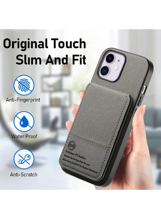 زبون جراب لهاتف iPhone 11 مصنوع من الجلد الصناعي المائل مع حقيبة بطاقات RFID قابلة للطي عموديًا - Image 5