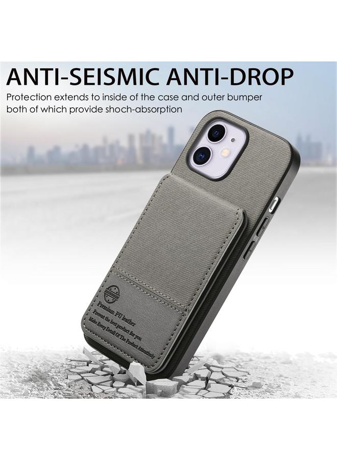 زبون جراب لهاتف iPhone 11 مصنوع من الجلد الصناعي المائل مع حقيبة بطاقات RFID قابلة للطي عموديًا - Image 4