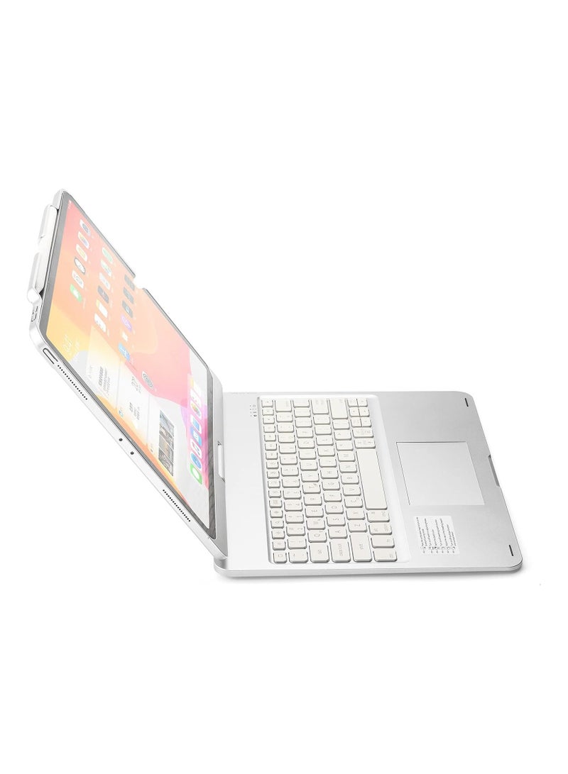 غطاء لوحة مفاتيح ذكية بنوع دوار ولاسلكي بلوتوث متوافق مع iPad Air حجم 13 بوصة 2024 (رقم الموديل: A2903 A2904) مع مفتاح تتبع ولوحة مفاتيح منقوشة باللونين الأحمر والأزرق لجهاز iPad Air 13 بإصدار M2. - Image 3