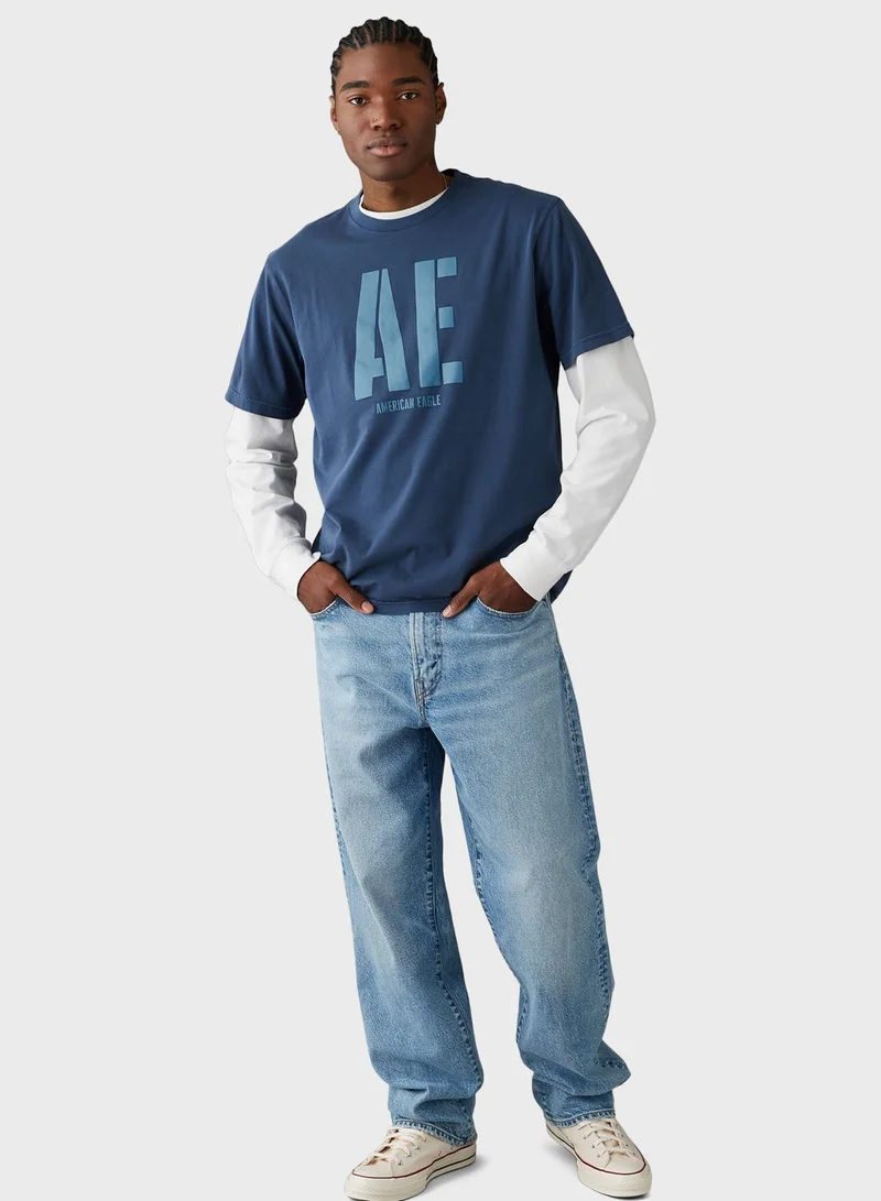 امريكان ايجل Logo Graphic Crew Neck T-Shirt