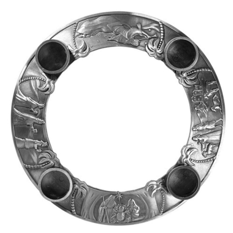 Autom The Story of Christmas Nativity Scene Candleholder Advent Wreath 7 Inch