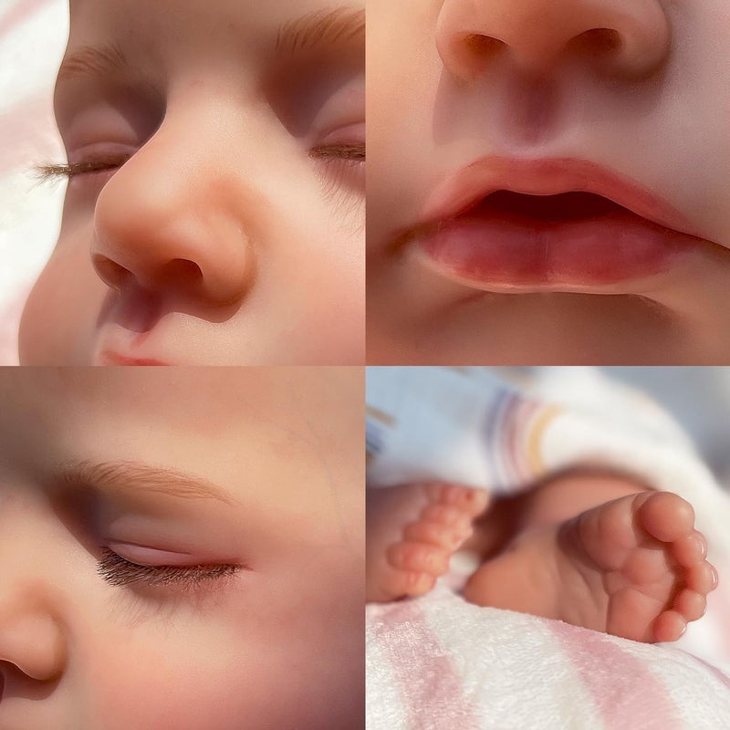 KSBD Reborn Baby Dolls Girl - 20 Inch Realistic Sleeping Newborn Baby Doll, Lifelike Handmade Cloth Body Soft Weighted Reborn Doll, Advanced Painted Gift Set for Kids Age 3+ - Image 4