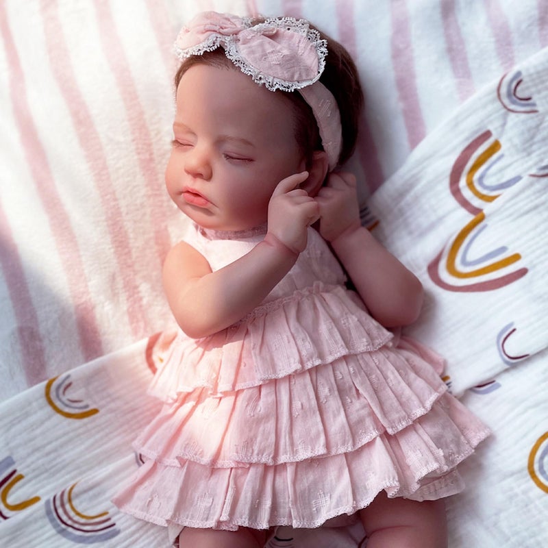 KSBD Reborn Baby Dolls Girl - 20 Inch Realistic Sleeping Newborn Baby Doll, Lifelike Handmade Cloth Body Soft Weighted Reborn Doll, Advanced Painted Gift Set for Kids Age 3+ - Image 1