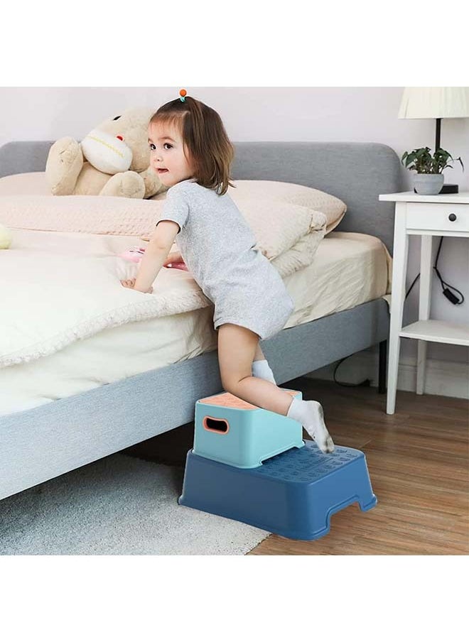 Hihonor 2 Step Stool with Anti-Slip Surface & Base, Kids Step Stool for Toddlers Potty Training, Toddler Step Stool for Bathroom, Kitchen, Living Room, Bedroom, Toy Room (Blue)  - Image 4
