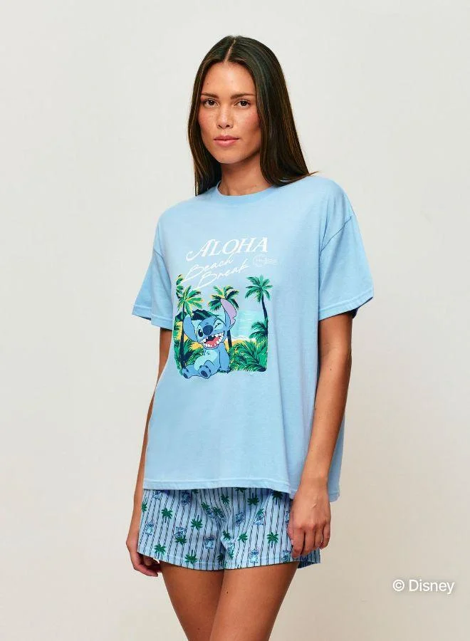 UNDIZ Set of Stitch printed t-shirt and shorts