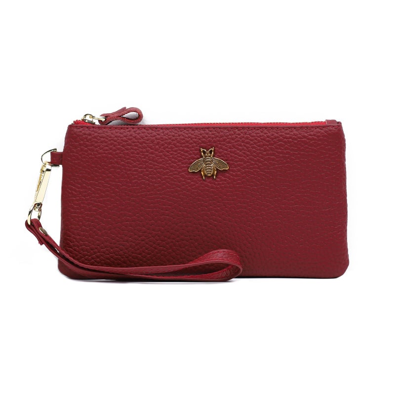 imeetu Women's Wristlet Clutch Purse Leather Cell Phone Wallet Handbag with Wrist Strap (Red) 7.9 × 4.3 × 0.8 inches - Image 1