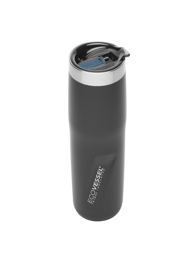 EcoVessel METRO TriMax Vacuum Insulated Stainless Steel Tumbler Cup, Coffee Mug with Slider Lid - 16 oz (Black Shadow) - Image 1