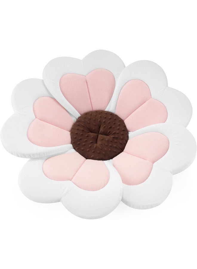 PandaEar وسادة استحمام باندا إير للأطفال الرضع، مقعد استحمام للأطفال من 0 إلى 6 أشهر وما فوق، بتصميم بتلات زهور ناعمة لأساسيات الاستحمام في الحوض أو حوض الاستحمام (قلوب وردية) - Image 1