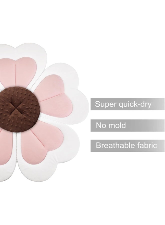 PandaEar وسادة استحمام باندا إير للأطفال الرضع، مقعد استحمام للأطفال من 0 إلى 6 أشهر وما فوق، بتصميم بتلات زهور ناعمة لأساسيات الاستحمام في الحوض أو حوض الاستحمام (قلوب وردية) - Image 2