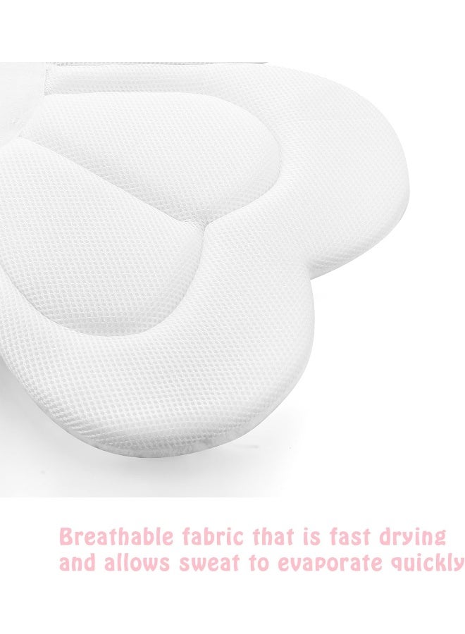 PandaEar وسادة استحمام باندا إير للأطفال الرضع، مقعد استحمام للأطفال من 0 إلى 6 أشهر وما فوق، بتصميم بتلات زهور ناعمة لأساسيات الاستحمام في الحوض أو حوض الاستحمام (قلوب وردية) - Image 5