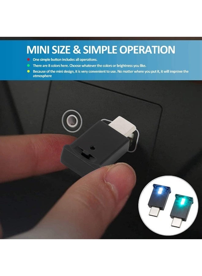 ميني USB نوع C LED RGB ضوء سطوع قابل للتعديل 8 لون قابل للتغيير للسيارة ، الكمبيوتر المحمول ، لوحة المفاتيح. الغلاف الجوي الذكي نوع-C مصباح الليل للديكور المنزلي (الكمية: 2) - Image 3