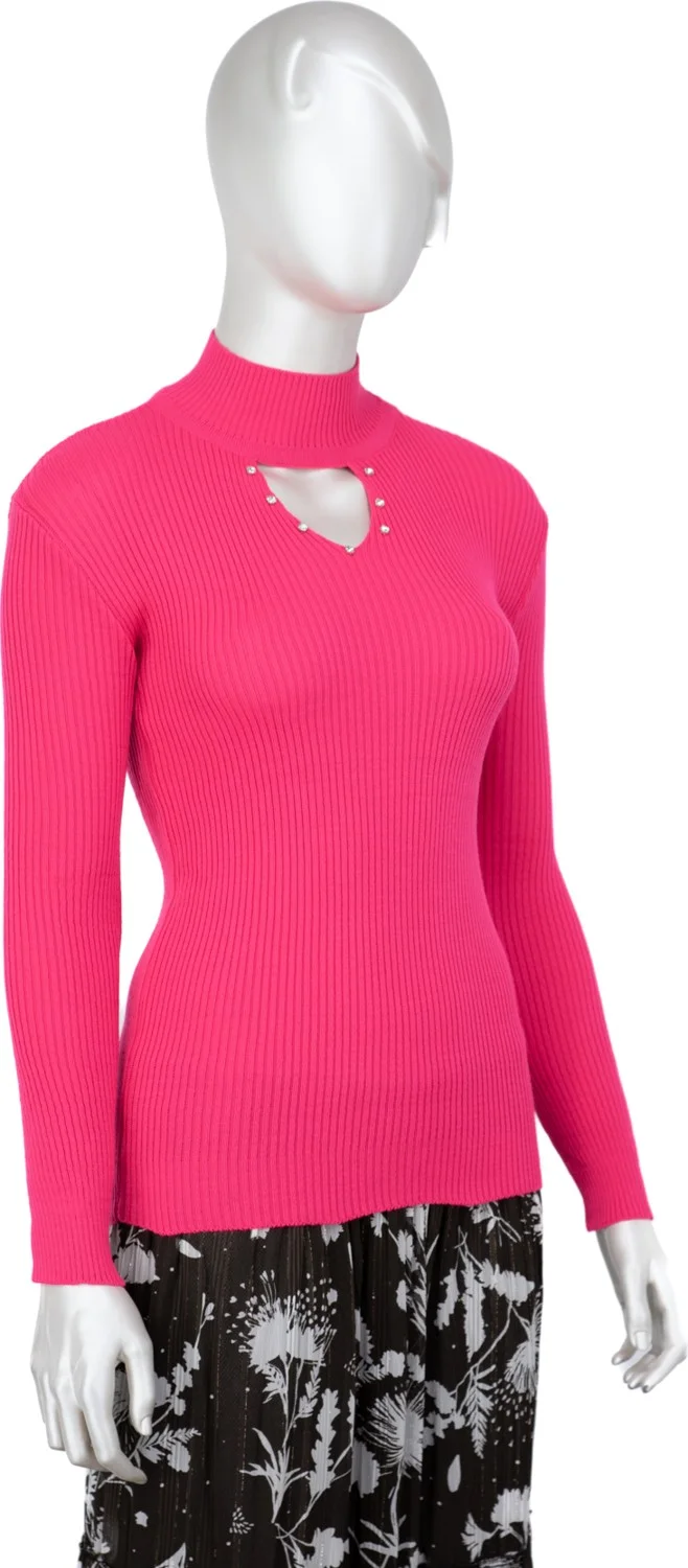 Oppland Women's Half Collar and Stone Long Sleeve Knitted Knitwear Sweater