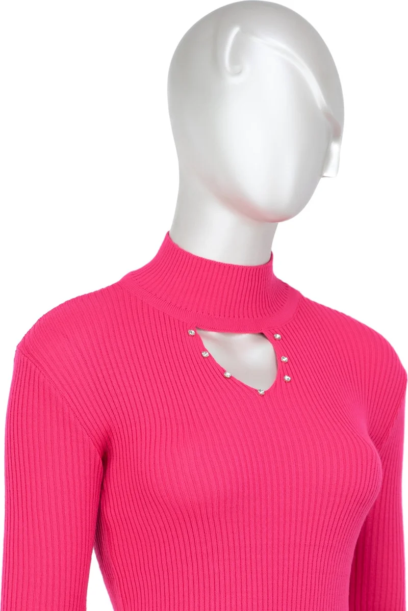 Oppland Women's Half Collar and Stone Long Sleeve Knitted Knitwear Sweater