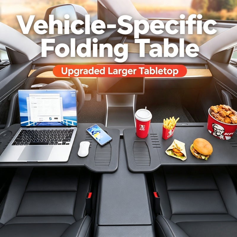 Folding Car Desk Tray for Tesla Model Y/3 - Image 2