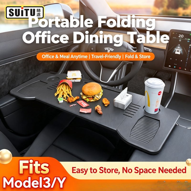 Folding Car Desk Tray for Tesla Model Y/3 - Image 1