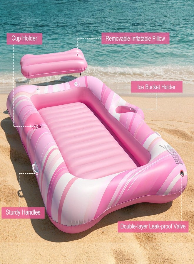 HeySplash Inflatable Pool Float Lounge, Large Inflatable Pool Floats Boat for Adults with Cup Holder & Detachable Pillow, Tanning Lounger Float for Lake River Summer Water Party, Pink Marble - Image 5