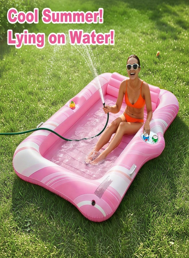 HeySplash Inflatable Pool Float Lounge, Large Inflatable Pool Floats Boat for Adults with Cup Holder & Detachable Pillow, Tanning Lounger Float for Lake River Summer Water Party, Pink Marble - Image 4