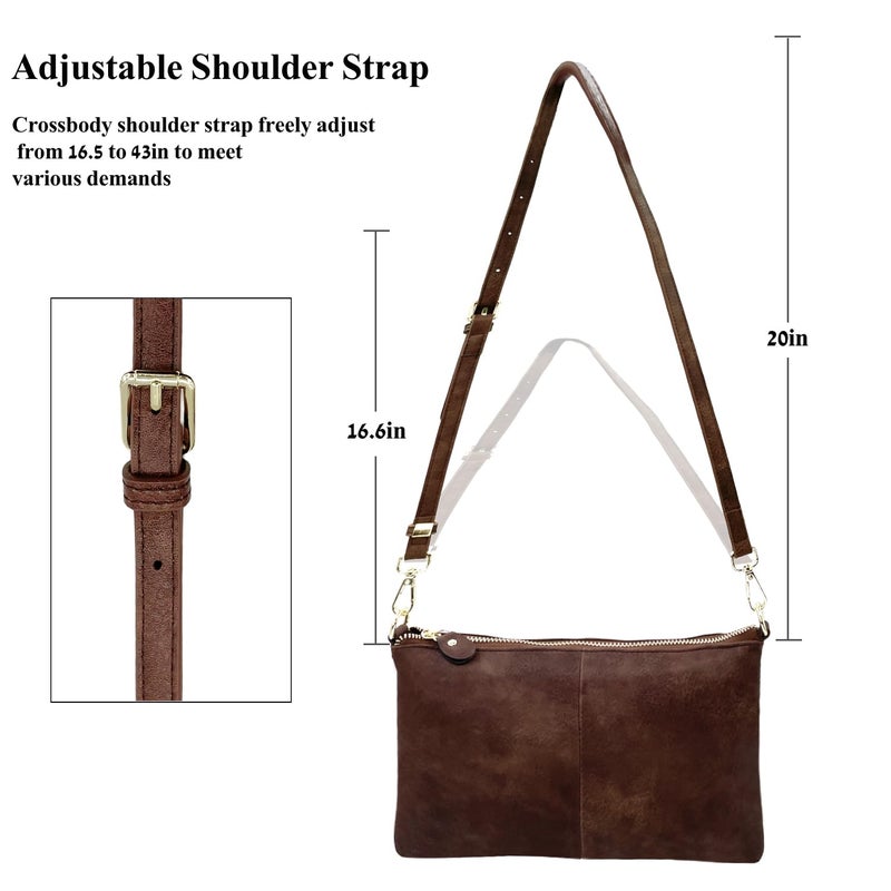 Beurlike Leather Wristlet Wallet Clutch Purses For Women Small Crossbody Phone Bags(Vegan Leather Coffee) - Image 5