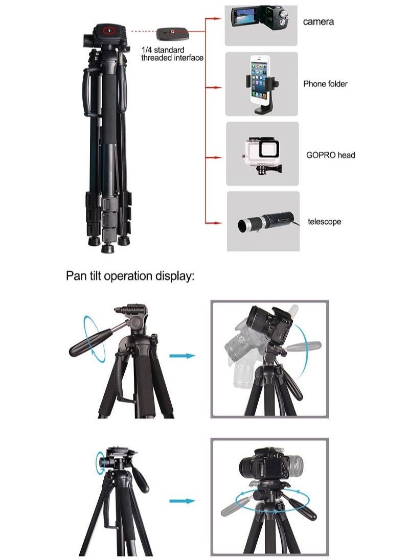 POLAM-FOTO - Portable Aluminum Alloy Camera 2-in-1 Tripod Monopod Max 177cm with Carrying Bag for Phone/DSLR/DV Video/Camcorder - Image 1