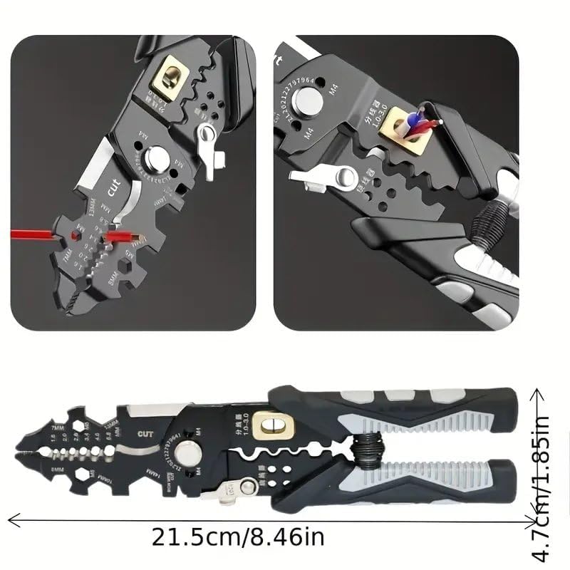Bennort Wire Stripper and Cutter Pliers Tools For Electrician 25in1 Multifunctional Wire Stripping Cutting and Crimping with Splitting and Winding More Precision Stainless Steel Hand Tool Pliers Wrench - Image 4