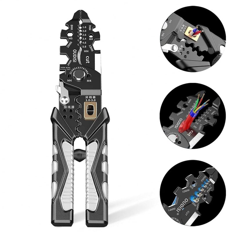 Bennort Wire Stripper and Cutter Pliers Tools For Electrician 25in1 Multifunctional Wire Stripping Cutting and Crimping with Splitting and Winding More Precision Stainless Steel Hand Tool Pliers Wrench - Image 3