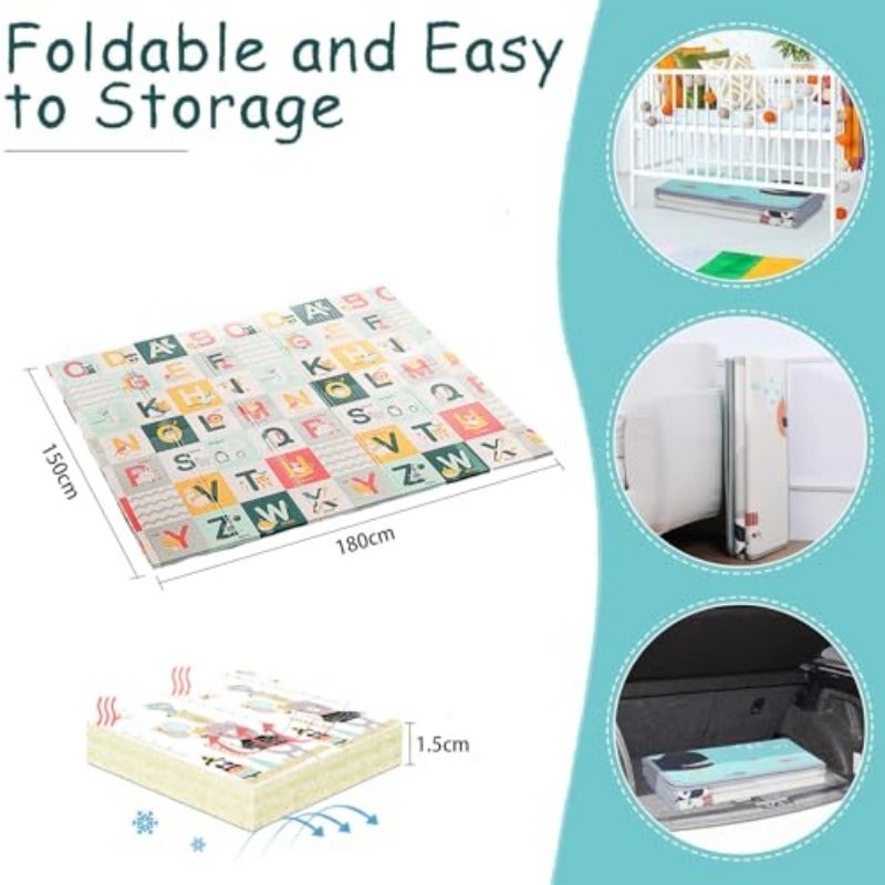 Beauenty Baby Play Mat 150 180 1.5CM Waterproof Non-Slip Large Reversible Playmat Crawling Mat Extra Thick Soft Baby Playmats for Playing or Camping Mat Bedroom Living Room Carpet Area Ocean - Image 3