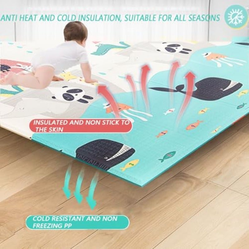 Beauenty Baby Play Mat 150 180 1.5CM Waterproof Non-Slip Large Reversible Playmat Crawling Mat Extra Thick Soft Baby Playmats for Playing or Camping Mat Bedroom Living Room Carpet Area Ocean - Image 4
