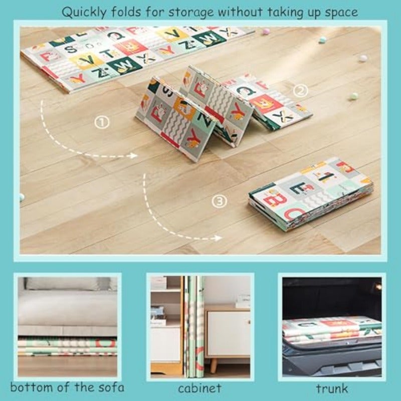 Beauenty Baby Play Mat 150 180 1.5CM Waterproof Non-Slip Large Reversible Playmat Crawling Mat Extra Thick Soft Baby Playmats for Playing or Camping Mat Bedroom Living Room Carpet Area Ocean - Image 2