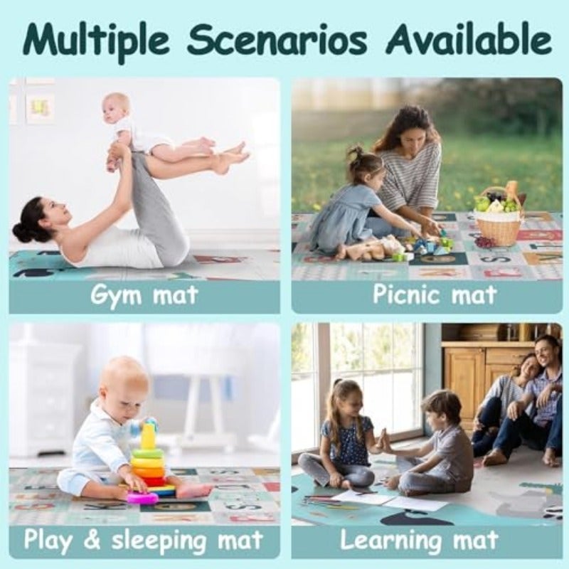 Beauenty Baby Play Mat 150 180 1.5CM Waterproof Non-Slip Large Reversible Playmat Crawling Mat Extra Thick Soft Baby Playmats for Playing or Camping Mat Bedroom Living Room Carpet Area Ocean - Image 5