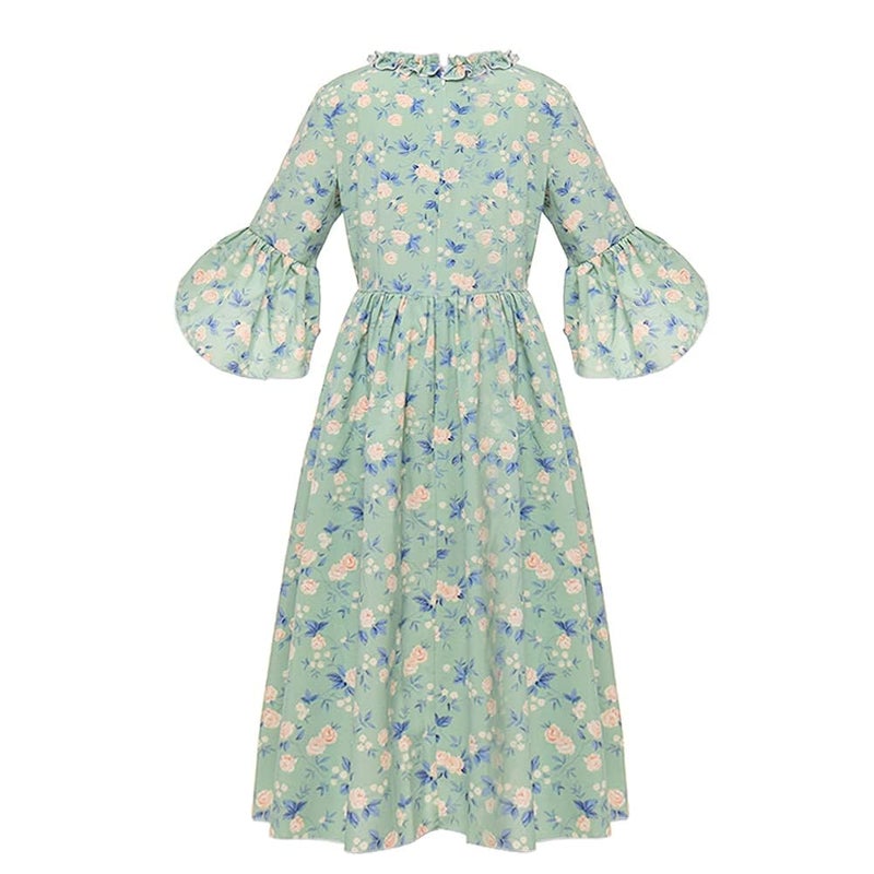 GRACEART Colonial Girls Dress Pioneer Costume Prairie Pilgrim Dress Kids (Color-01, 8) - Image 3