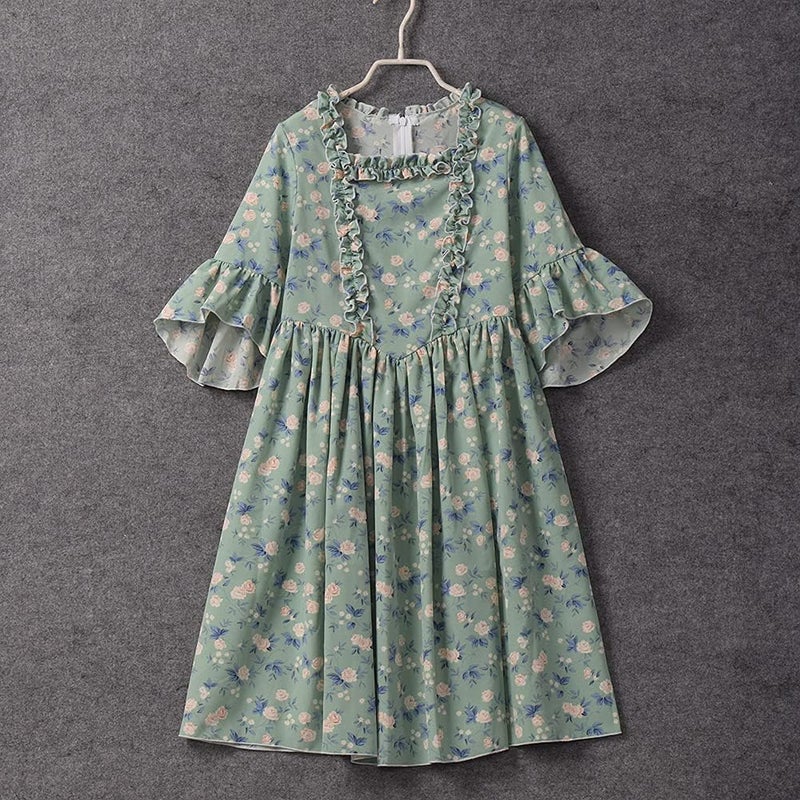GRACEART Colonial Girls Dress Pioneer Costume Prairie Pilgrim Dress Kids (Color-01, 8) - Image 2