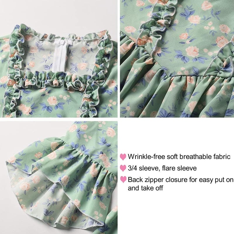 GRACEART Colonial Girls Dress Pioneer Costume Prairie Pilgrim Dress Kids (Color-01, 8) - Image 4