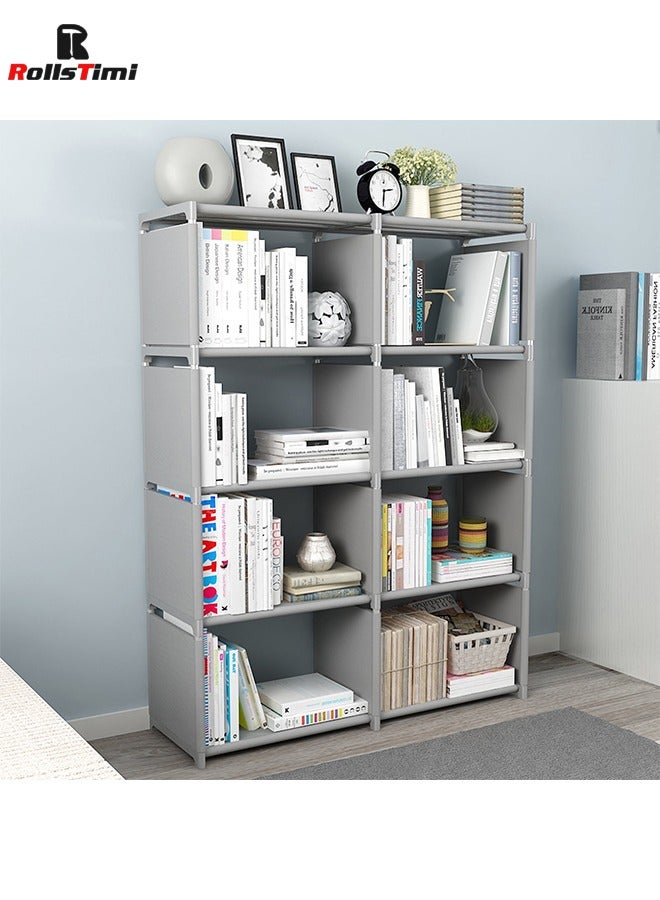 RollsTimi  8 Cube Bookcase 4-Tiers Portable Bookshelf Adjustable Bookshelf Organizer Shelf for Home Office Bedroom Study - Image 2