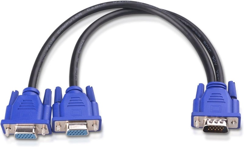 CableMatters كابل تقسيم VGA بطول 1 قدم - عرض مرآة فقط (بدون تمديد)، يدعم دقة Full HD 1080P كابل VGA Y لتكرار الشاشة - Image 1