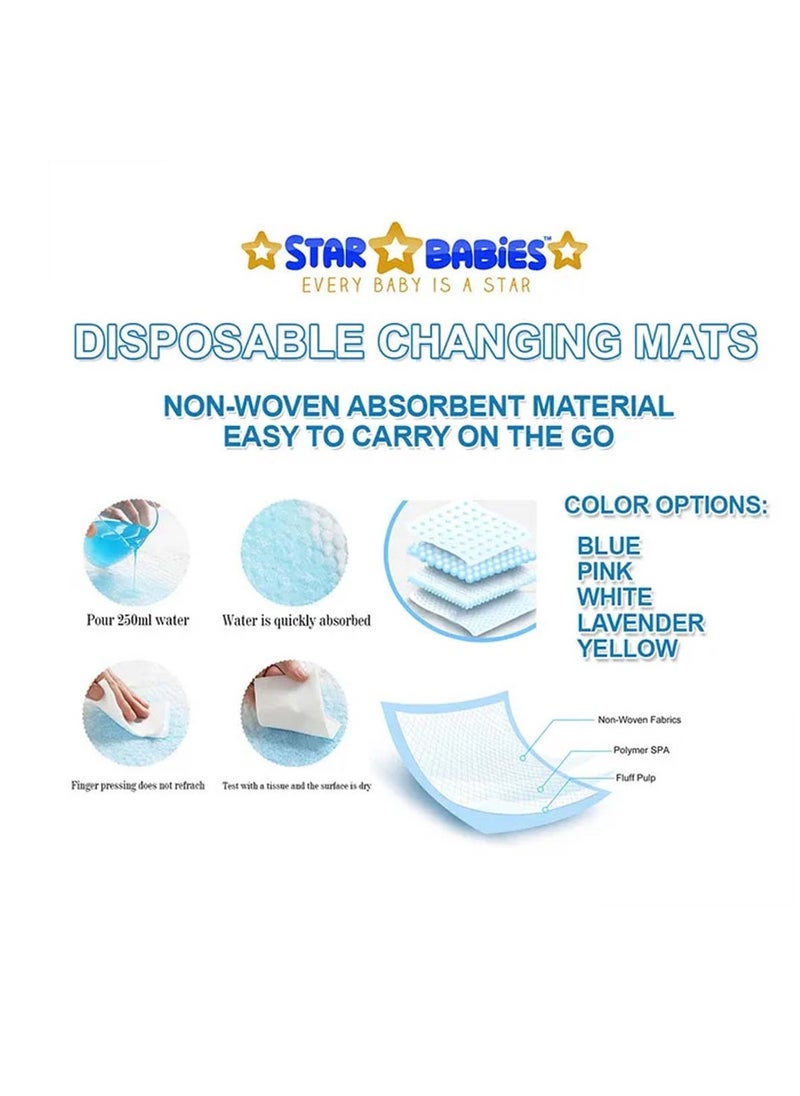 STAR BABiES Star Babies - Combo Pack of 2- Disposable Changing Mat Pack of 36 with Breast Pad (20 Pcs) - Blue  - Image 3