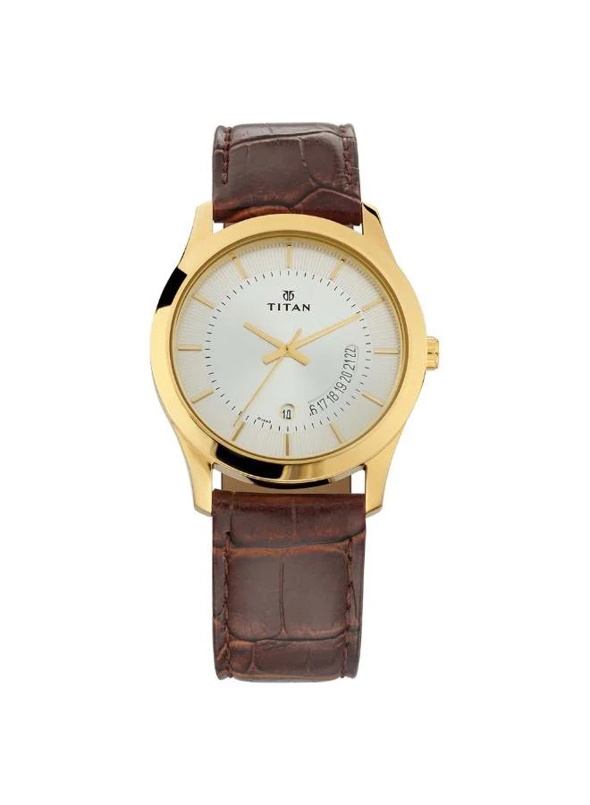 تيتان Men's Leather Analog Watch 1823YL01 - 47 mm