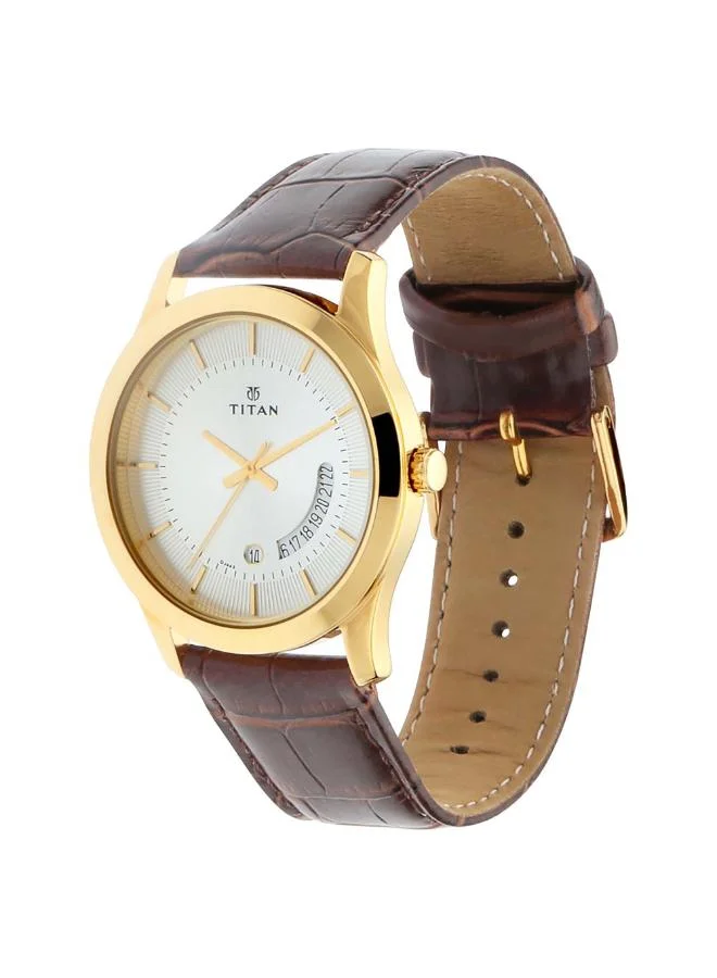 تيتان Men's Leather Analog Watch 1823YL01 - 47 mm
