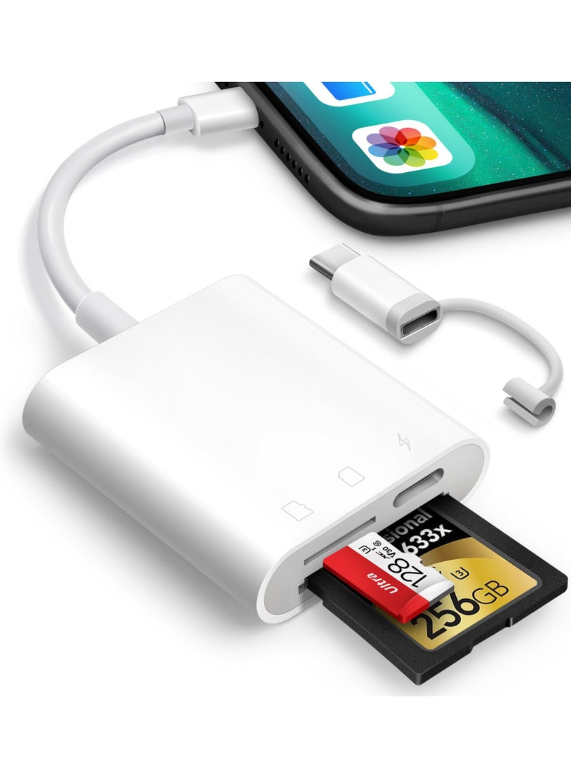 erorex SD Card Reader for iPhone iPad,Trail Game Camera SD Card Reader Viewer,Memory Card Reader Adapter with SD & MicroSD Card Slots,Plug and Play  - Image 1