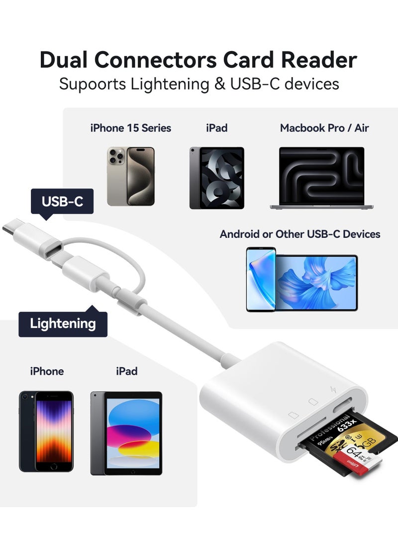 erorex SD Card Reader for iPhone iPad,Trail Game Camera SD Card Reader Viewer,Memory Card Reader Adapter with SD & MicroSD Card Slots,Plug and Play  - Image 2