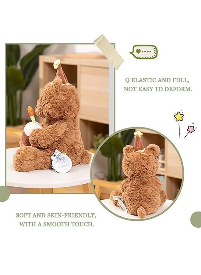 Plush Teddy Bear 30 Cm, Birthday Cake Bear, Plush Brown Bear, Birthday Gift For Boys And Girls/Children/Adults Of All Ages (Brown) - Image 4