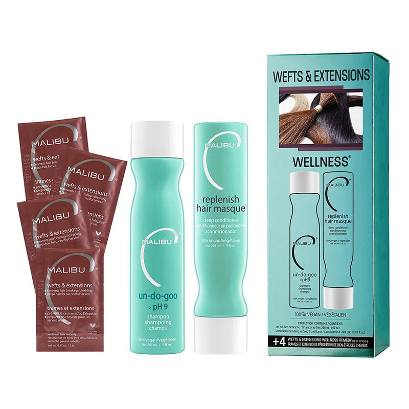 Malibu C Wefts and Extensions Wellness Hair Collection  Hair Care for Extensions and Wefts Maintenance  Helps Reduces Breakage  Shedding  Maintains NaturalLooking Connections