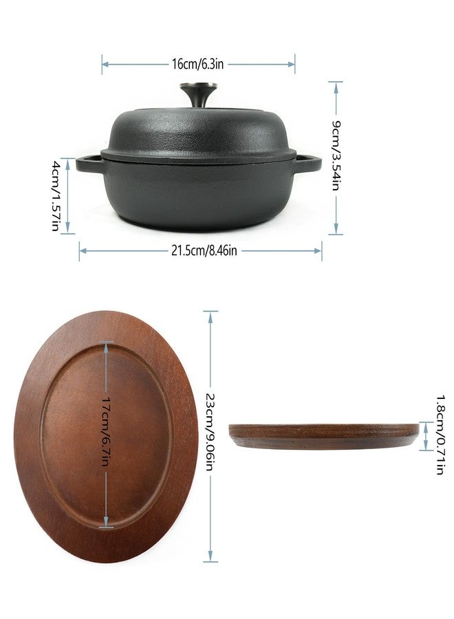 HAWOK Pre-seasoned Cast Iron Braiser with Lid and Underliner, Dia.6.3", 0.57QT, Cast Iron Casserole Pan, 3-Piece, Black - Image 2
